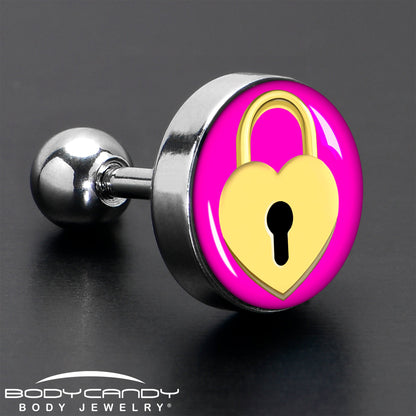 16G 1/4 Heart Lock Cartilage Tragus Earring by Onyx O