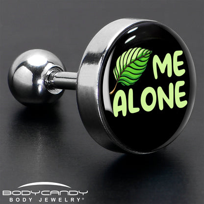 16G 1/4 Black Green Leaf Me Alone Tragus Cartilage Earring by Onyx O