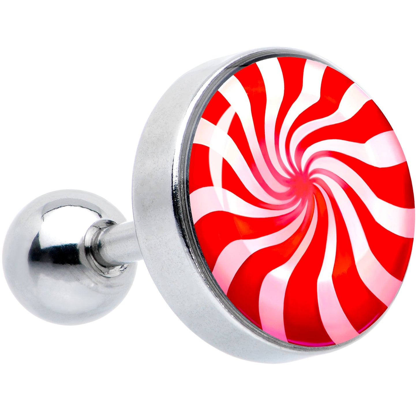 16G 1/4 Holiday Peppermint Candy Tragus Cartilage Earring