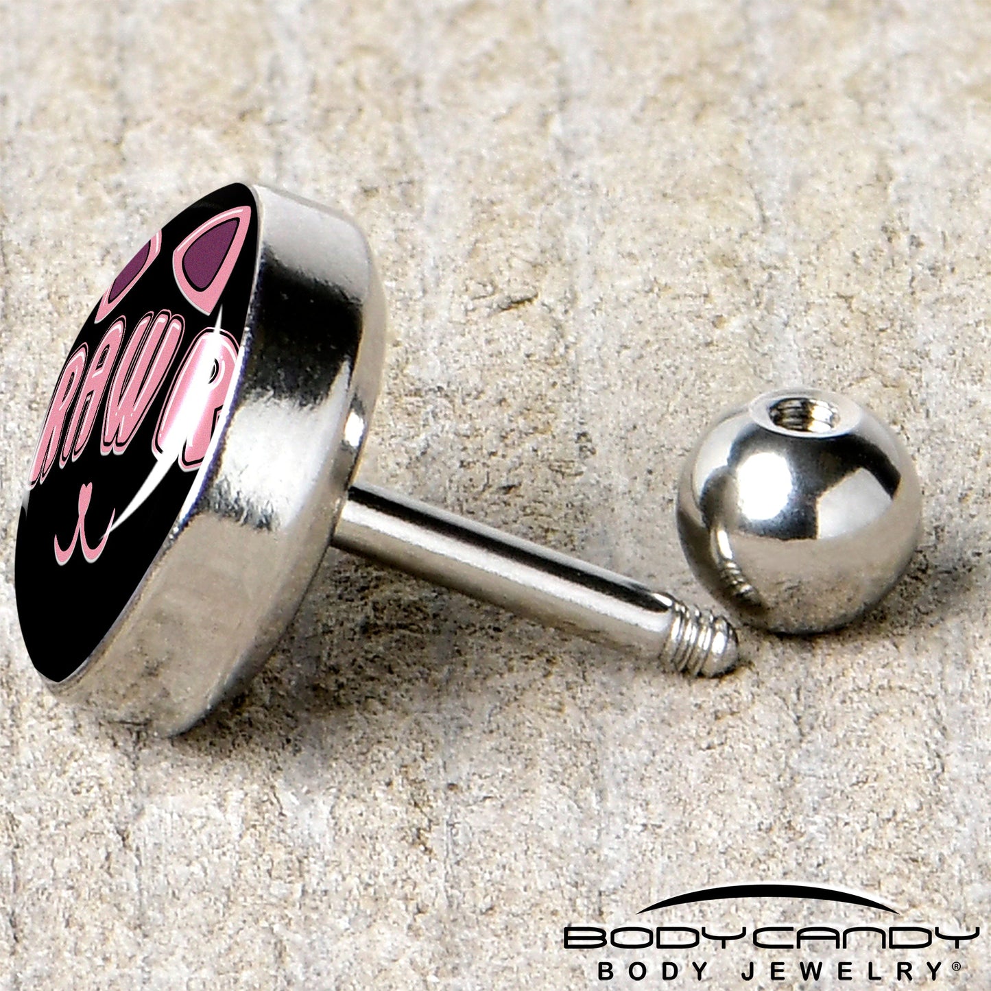 16G 1/4 RAWR Kittly Cat Tragus Cartilage Earring by Onyx O