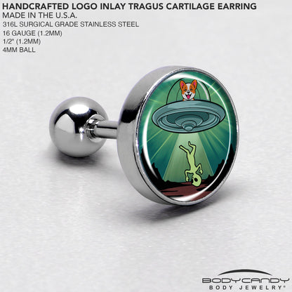 16G 1/4 Reverse Alien UFO Abduction Tragus Cartilage Earring by Onyx O