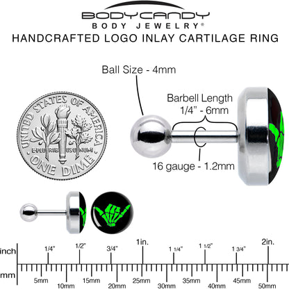 16G 1/4 Shaka Hand Cartilage Tragus Earring by Onyx O