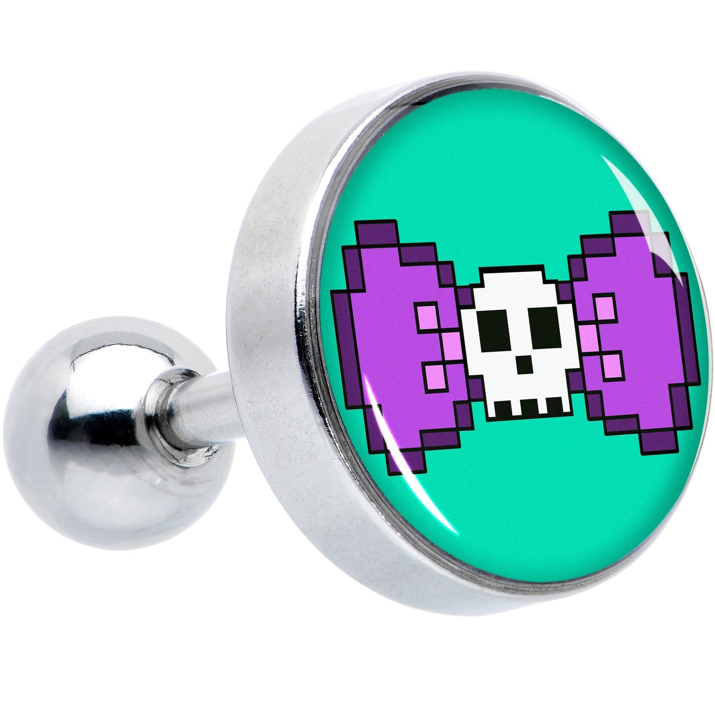 16G 1/4 Retro Pixel Skull Cartilage Tragus Earring by Onyx O