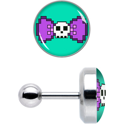 16G 1/4 Retro Pixel Skull Cartilage Tragus Earring by Onyx O