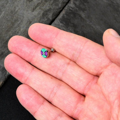 16G 1/4 Retro Pixel Skull Cartilage Tragus Earring by Onyx O