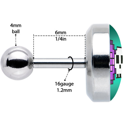 16G 1/4 Retro Pixel Skull Cartilage Tragus Earring by Onyx O