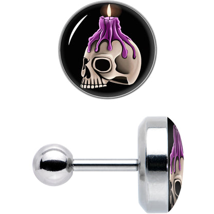 16G 1/4 Burning Skull Candle Cartilage Tragus Earring by Onyx O
