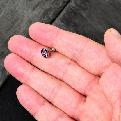 16G 1/4 Burning Skull Candle Cartilage Tragus Earring by Onyx O