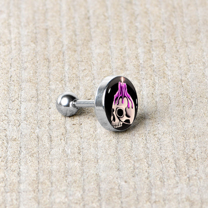 16G 1/4 Burning Skull Candle Cartilage Tragus Earring by Onyx O