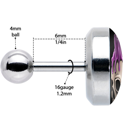 16G 1/4 Burning Skull Candle Cartilage Tragus Earring by Onyx O