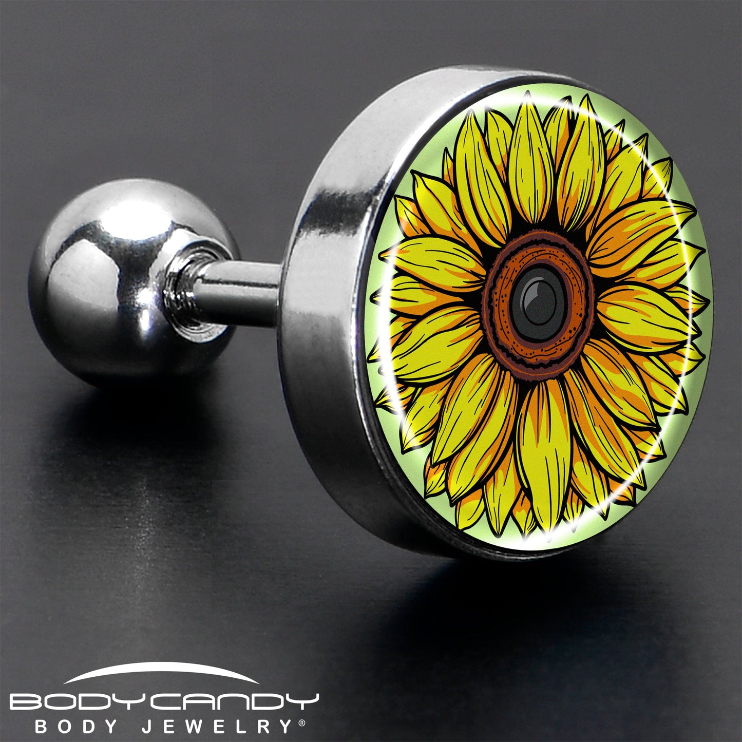 Blossom Creation Yellow Sunflower Tragus Cartilage Earring by Onyx O