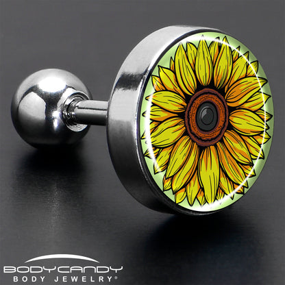 Blossom Creation Yellow Sunflower Tragus Cartilage Earring by Onyx O