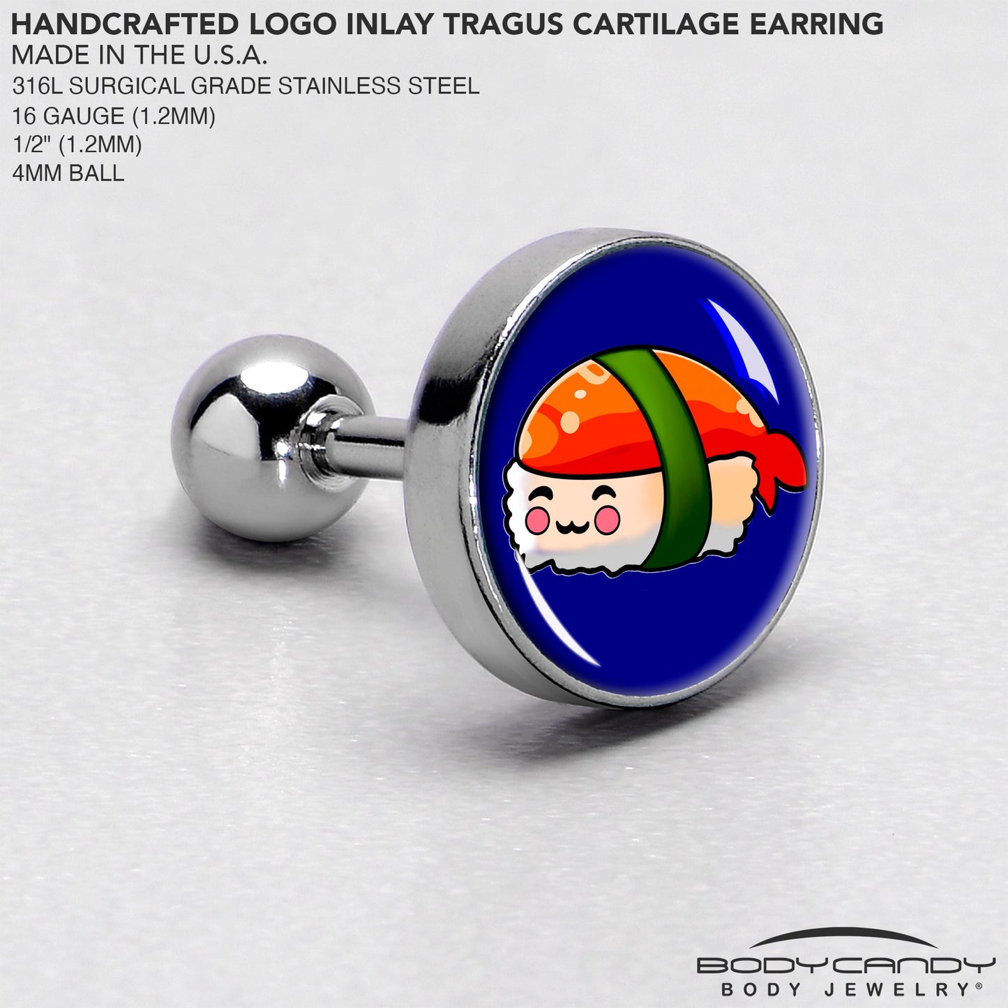 16G 1/4 Sushi Cartilage Tragus Earring by Onyx O