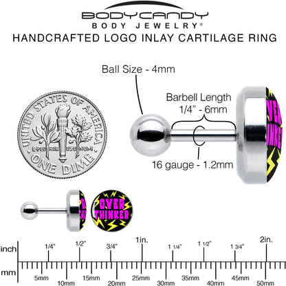 16G 1/4 Over Thinker Impact Tragus Cartilage Earring by Onyx O