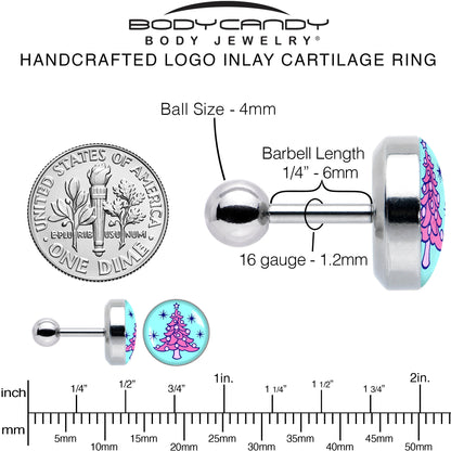 16G 1/4 Pastel Christmas Tree Tragus Cartilage Earring by Onyx O