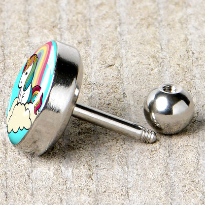 16G 1/4 Rainbow Unicorn Cartilage Tragus Earring by Onyx O