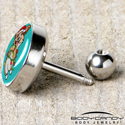 Christmas Holiday Lights Corgi Dog Tragus Cartilage Earring by Onyx O