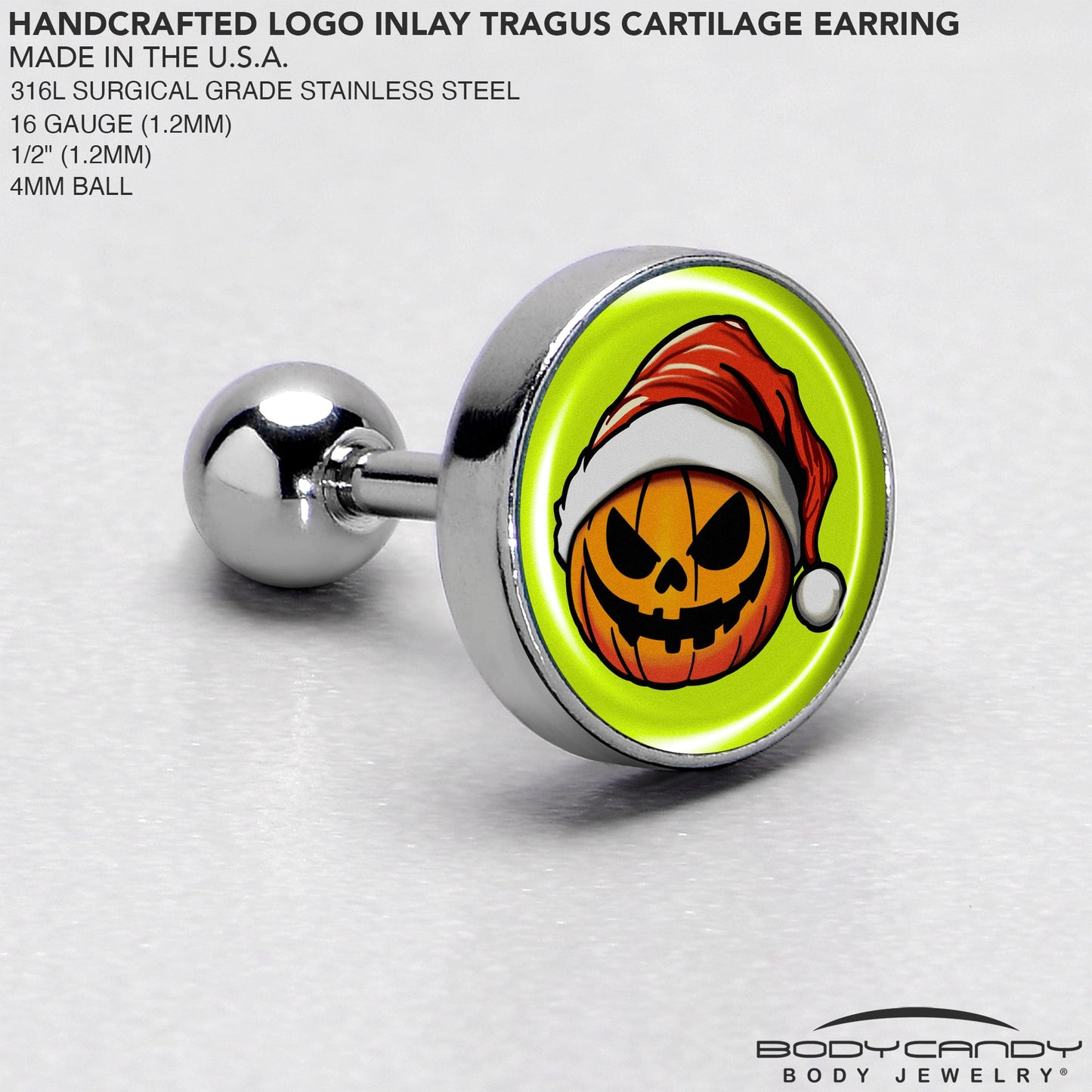 Christmas Holiday Santa Hat Pumpkin Tragus Cartilage Earring by Onyx O