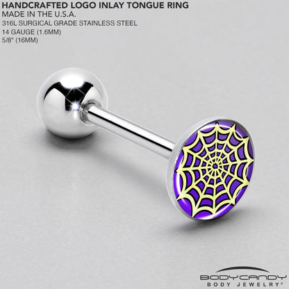 Two Tone Spider Web Barbell Tongue Ring by Onyx O
