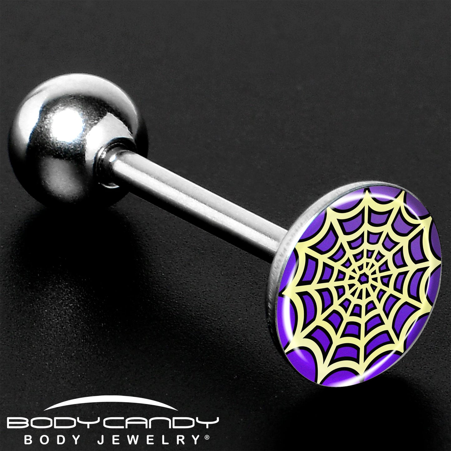 Two Tone Spider Web Barbell Tongue Ring by Onyx O