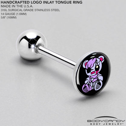 Attitude Teddy Bear Barbell Tongue Ring by Onyx O