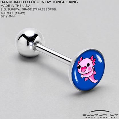 Adorable Axolotl Barbell Tongue Ring by Onyx O