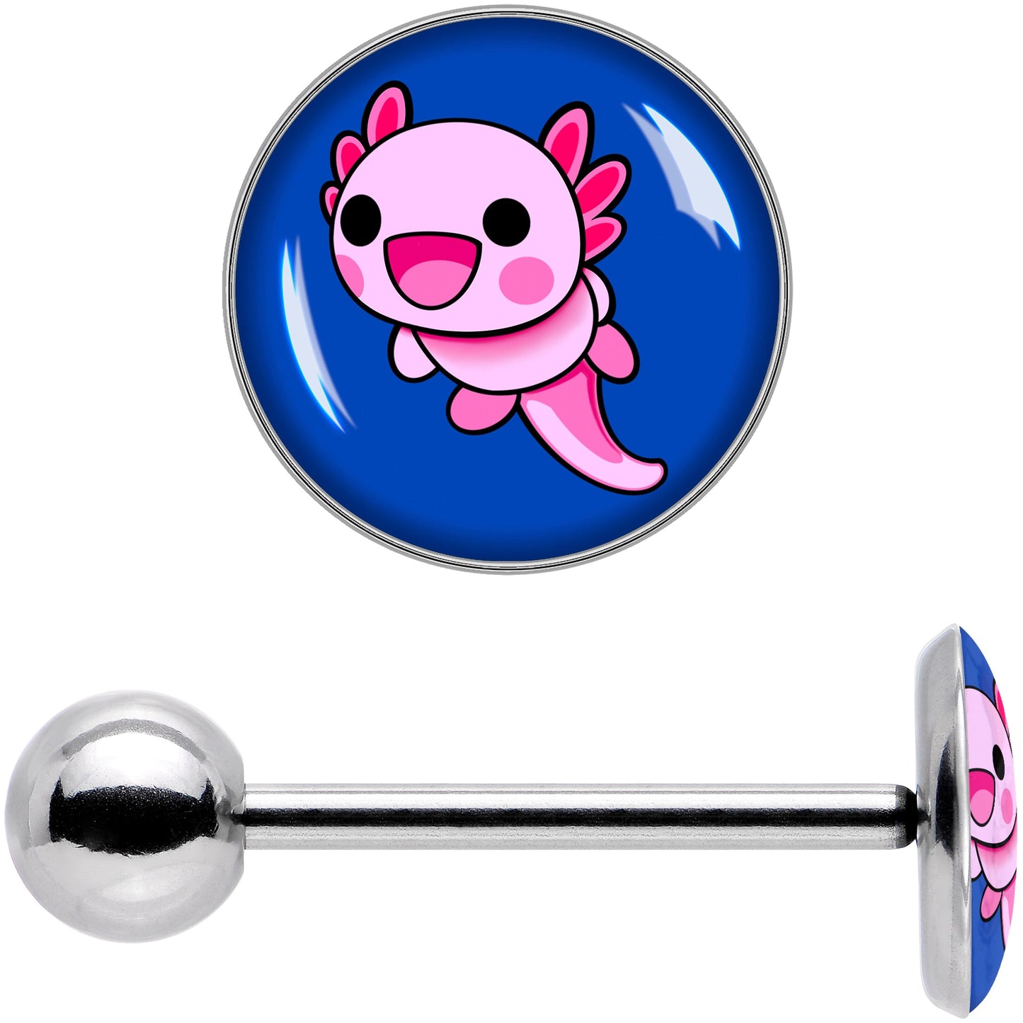 Adorable Axolotl Barbell Tongue Ring by Onyx O