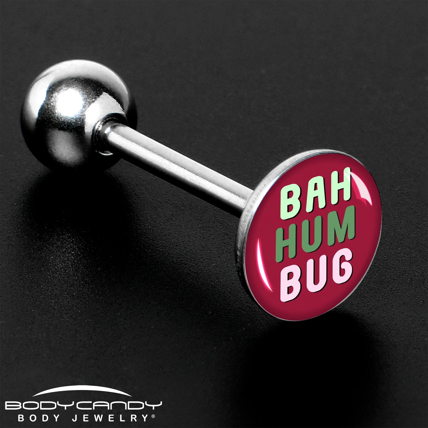 Bah Humbug Holiday Grouch Barbell Tongue Ring by Onyx O