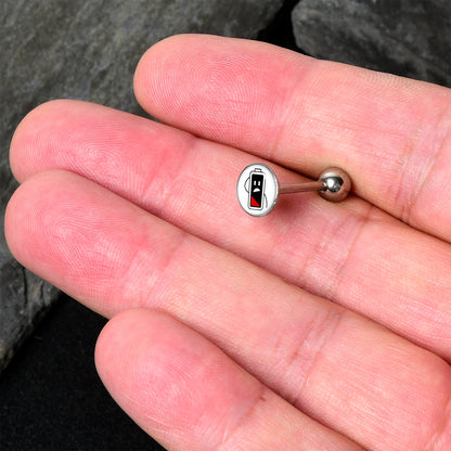 Battery Empty Barbell Tongue Ring by Onyx O