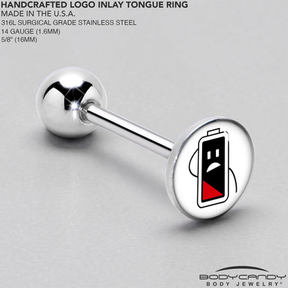 Battery Empty Barbell Tongue Ring by Onyx O