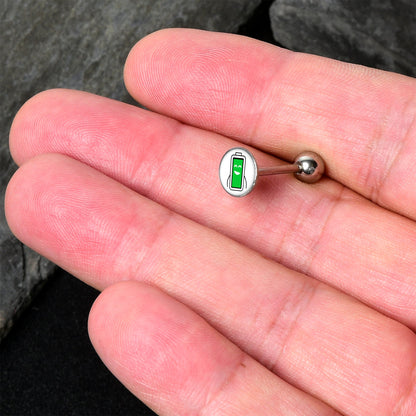 Battery Full Barbell Tongue Ring by Onyx O
