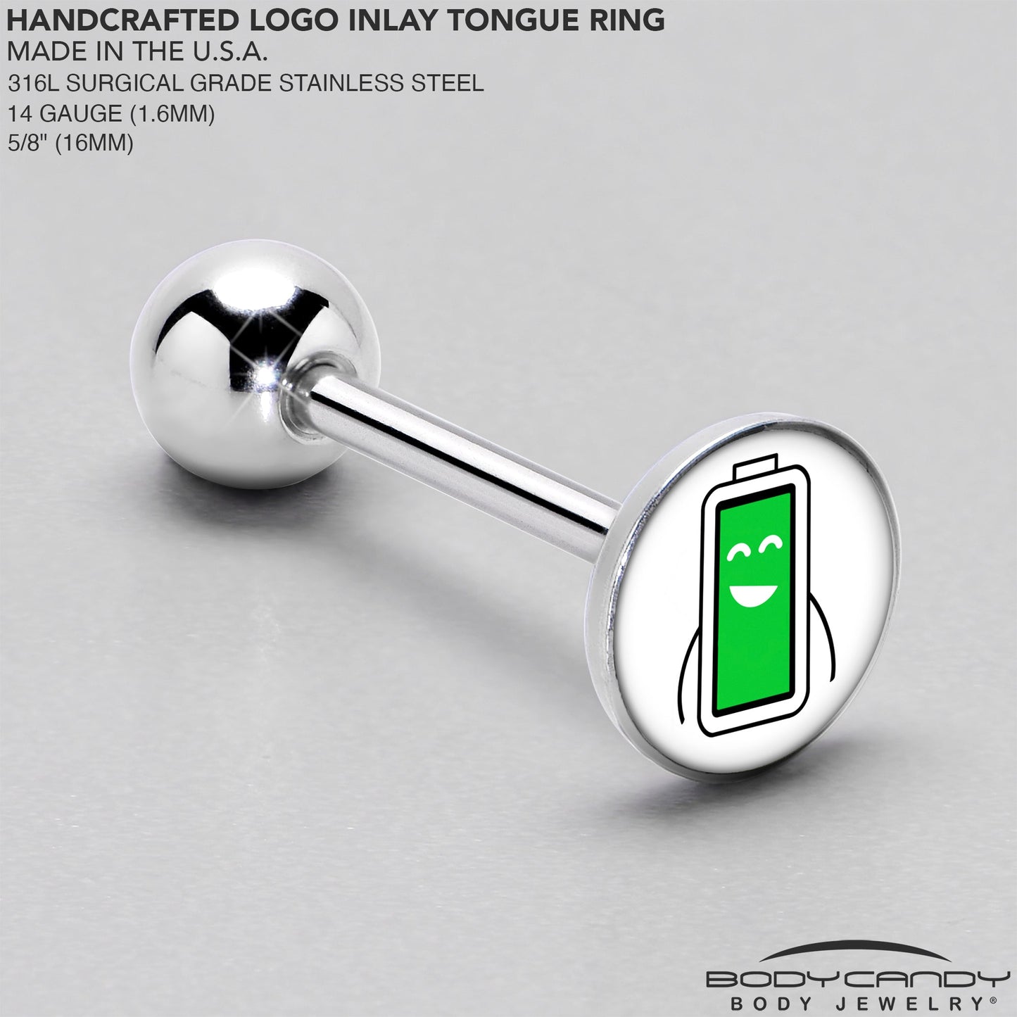 Battery Full Barbell Tongue Ring by Onyx O