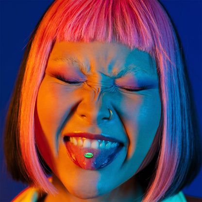 Glow in the Dark Black Anodized OUI Barbell Tongue Ring by Onyx O