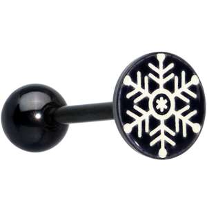 Black Glow in the Dark Holiday Snowflake Tongue Ring by Onyx O