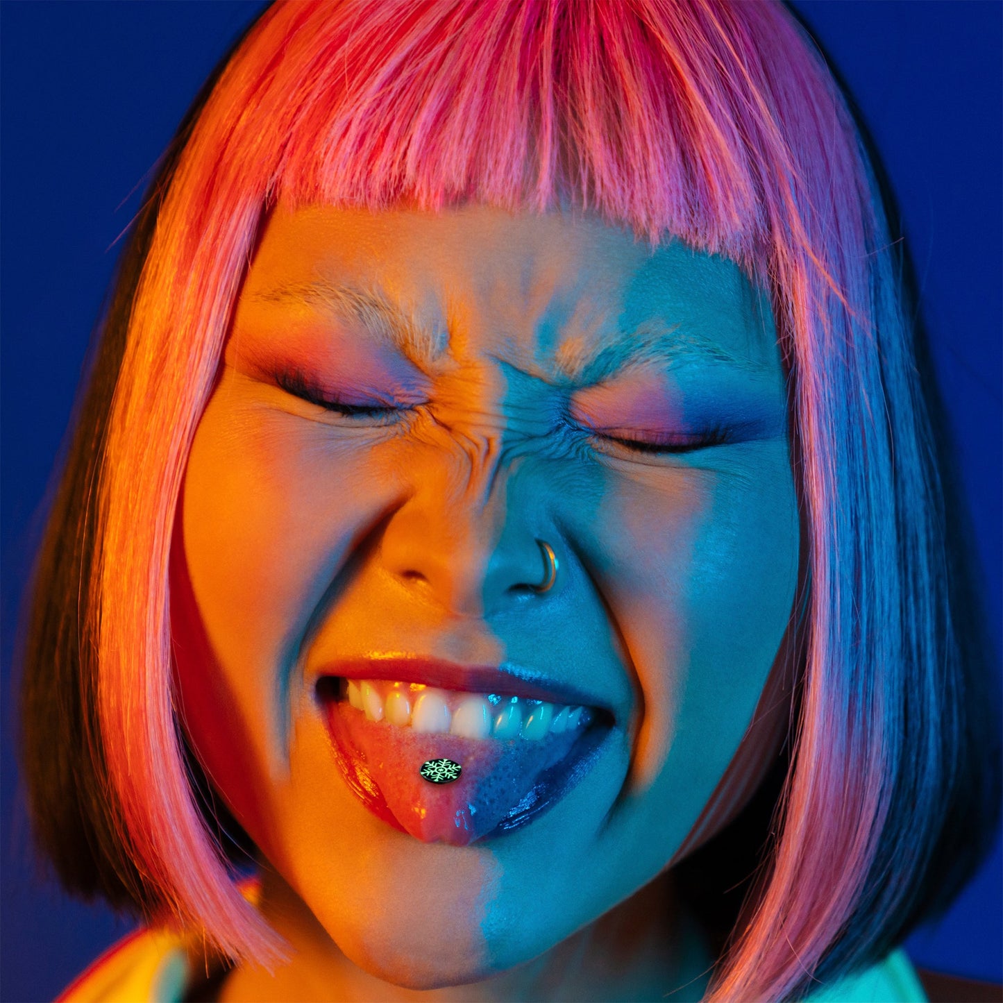 Black Glow in the Dark Holiday Snowflake Tongue Ring by Onyx O