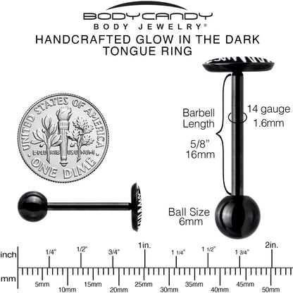 Black Glow in the Dark Holiday Christmas Tree Tongue Ring by Onyx O