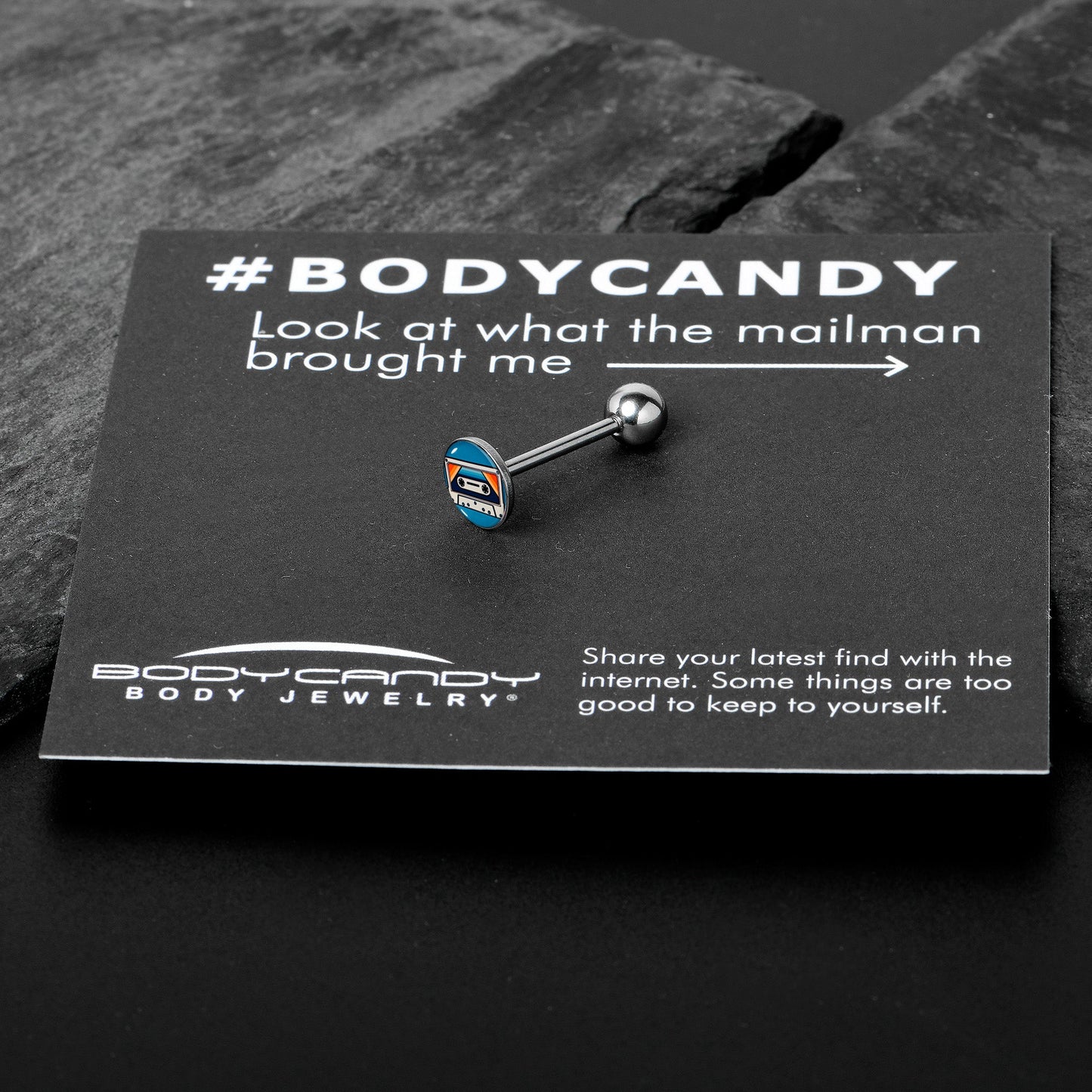 Retro Cassette Tape Barbell Tongue Ring by Onyx O