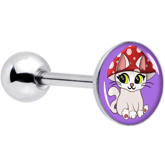 Polka Dot Mushroom Hat Cat Barbell Tongue Ring by Onyx O