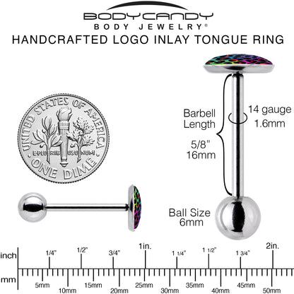 Rainbow Cheetah Print Barbell Tongue Ring by Onyx O