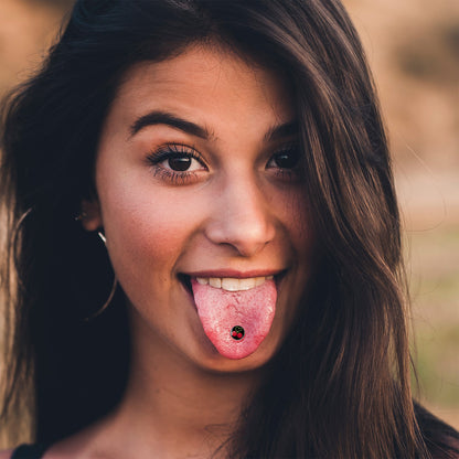 Cherry Heart Barbell Tongue Ring by Onyx O