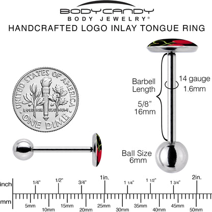 Cherry Heart Barbell Tongue Ring by Onyx O