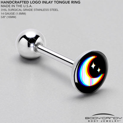 Chromatic Moon Barbell Tongue Ring by Onyx O