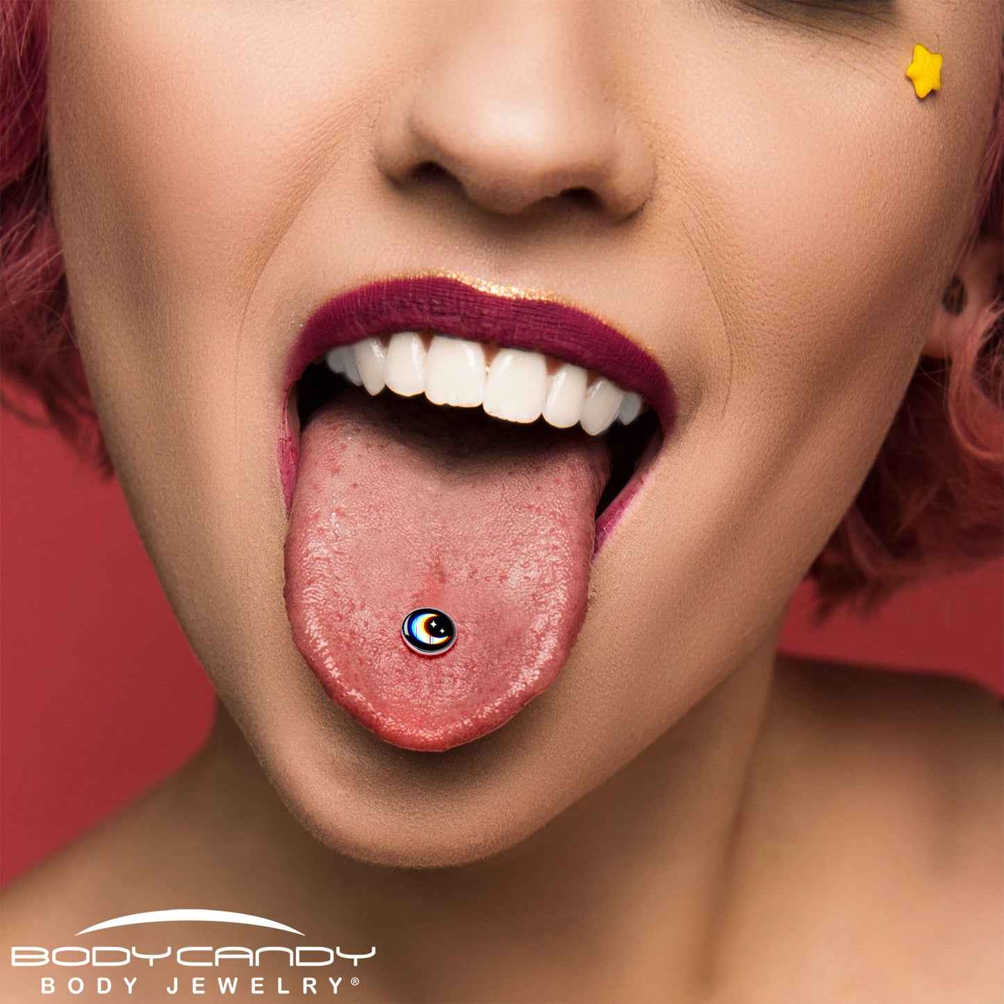 Chromatic Moon Barbell Tongue Ring by Onyx O