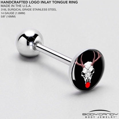 Holiday Dead Nosed Reindeer Barbell Tongue Ring by Onyx O