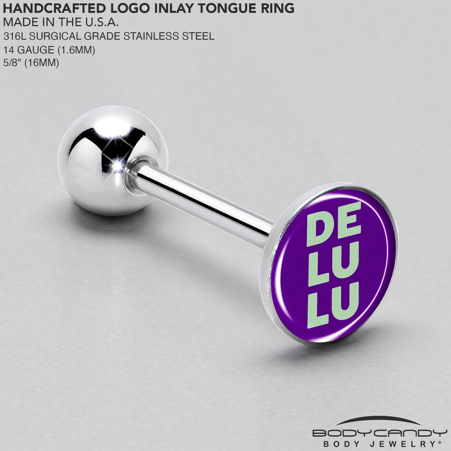 Word DELULU Barbell Tongue Ring by Onyx O