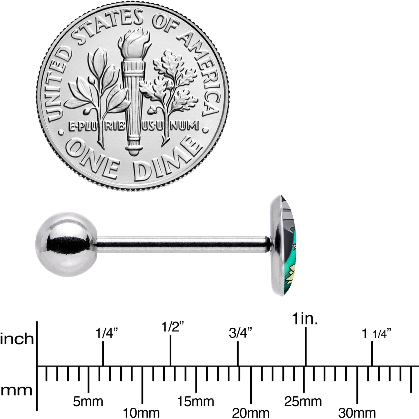 Alien UFO Dinosaur Abduction Barbell Tongue Ring by Onyx O