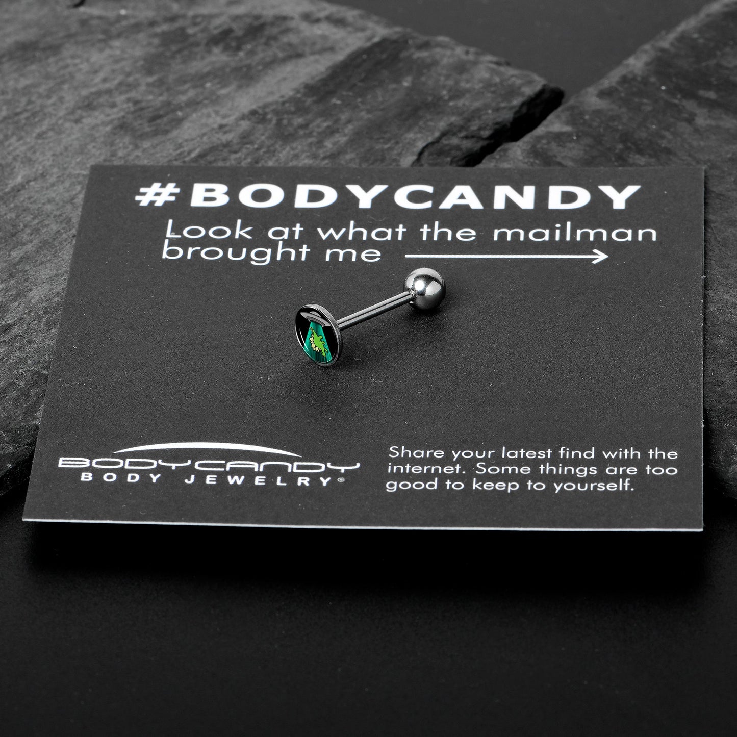 Alien UFO Dinosaur Abduction Barbell Tongue Ring by Onyx O