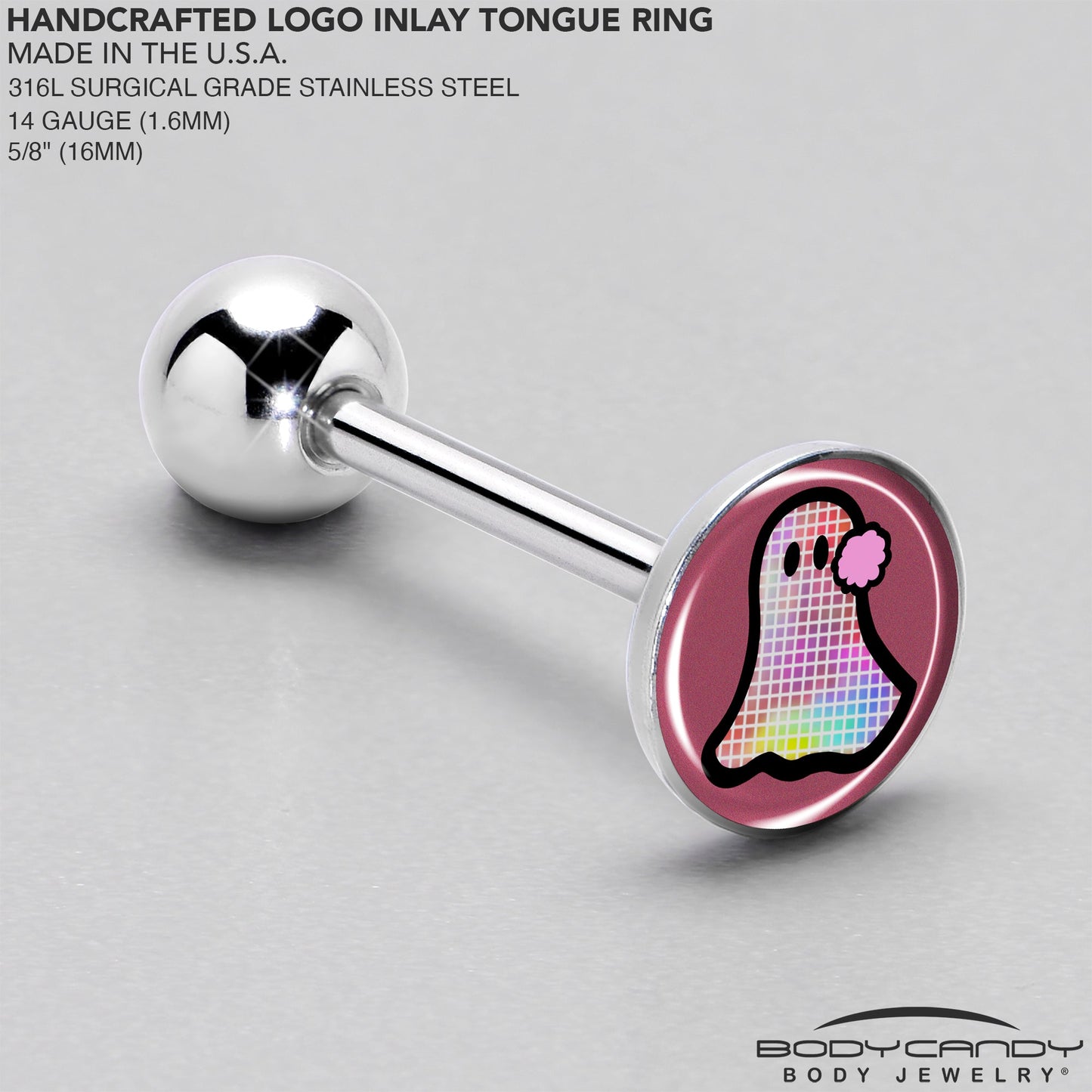 Disco Spirit Ghost Barbell Tongue Ring by Onyx O
