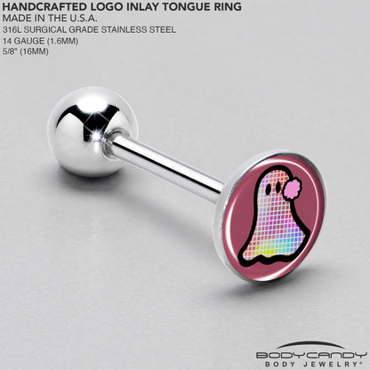 Disco Spirit Ghost Barbell Tongue Ring by Onyx O