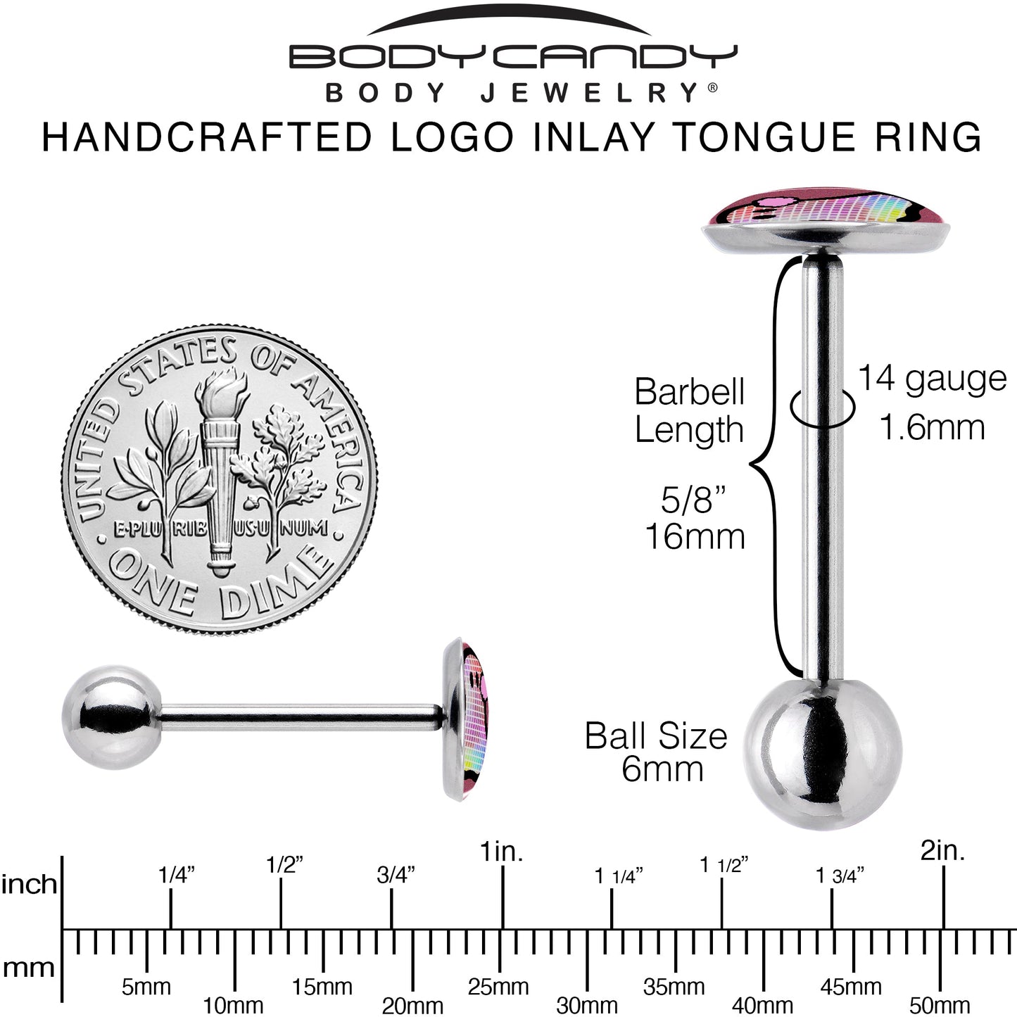 Disco Spirit Ghost Barbell Tongue Ring by Onyx O